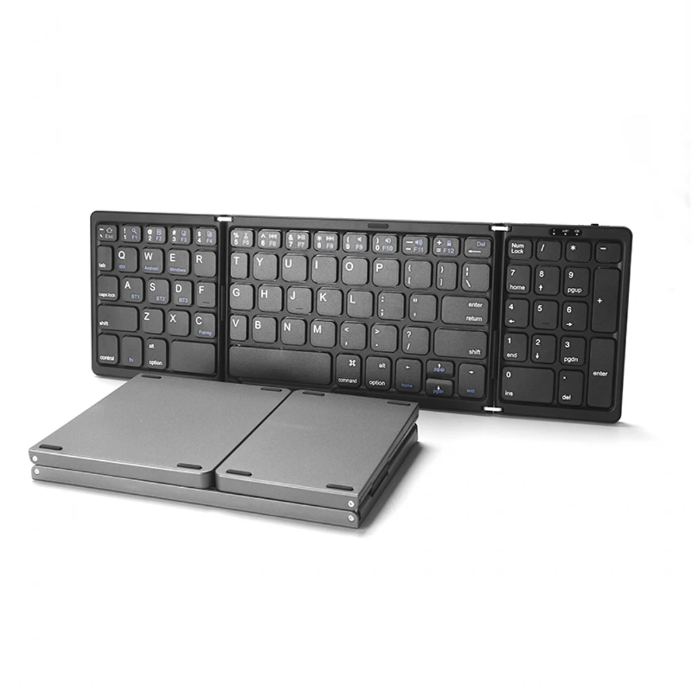 

Portable 3 Folding Bluetooth-compatible Keyboard Wireless for iOS Android Windows for iPad Tablet with Numeric Keypad