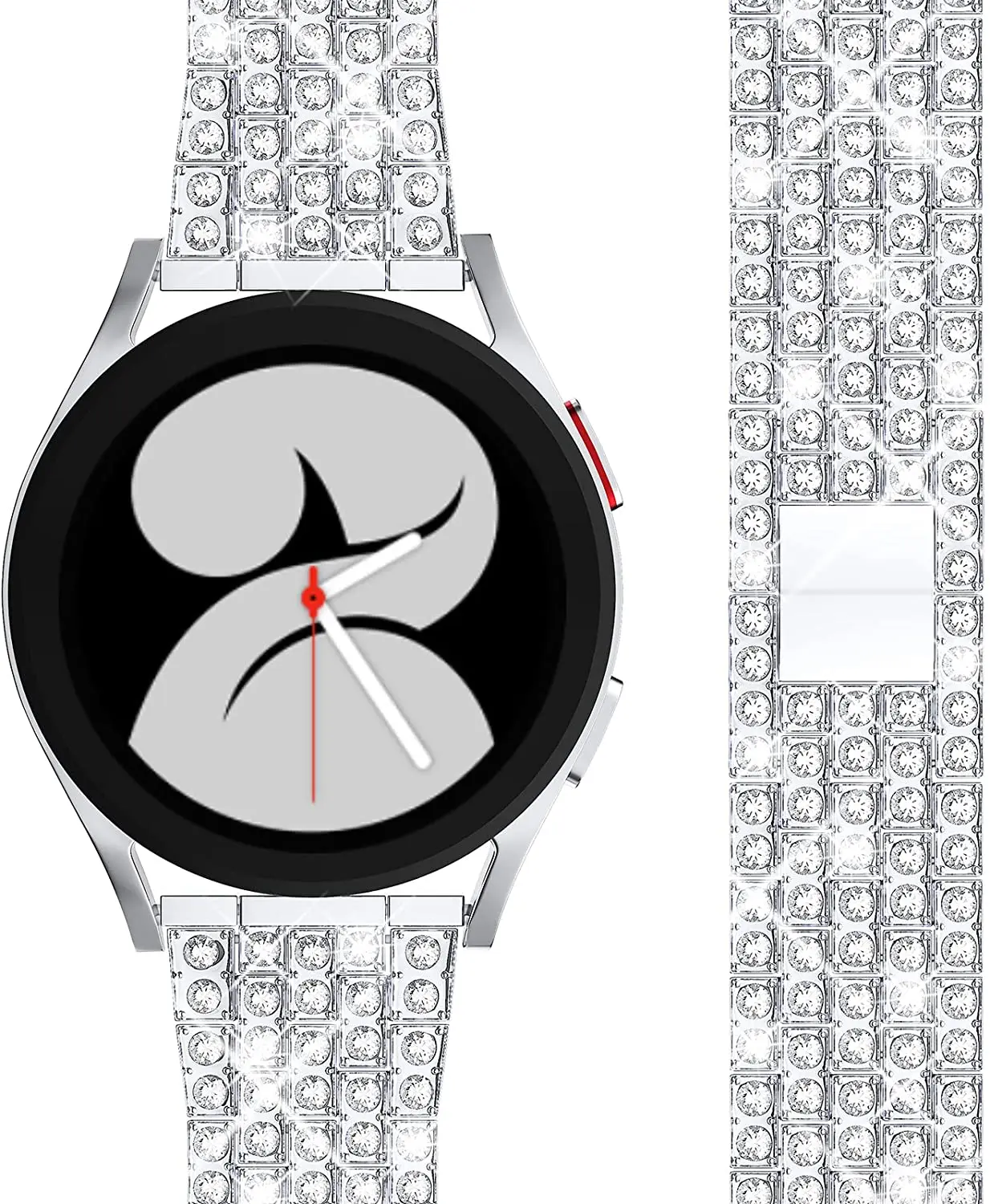 Luxury Diamond Metal Bracelet Band, 20mm 22mm Adjustable Strap