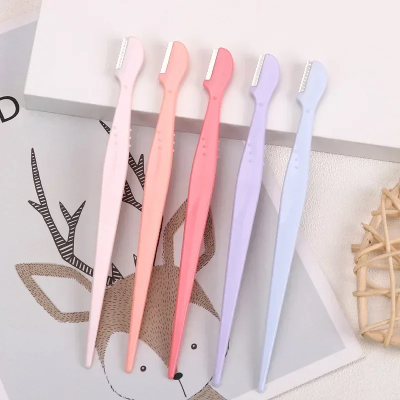Straight Handle Round Head Eyebrow Trimmer Beauty Tools Beginner Anti-scratch Eyebrow Trimmer Razor 2/3/5Pcs