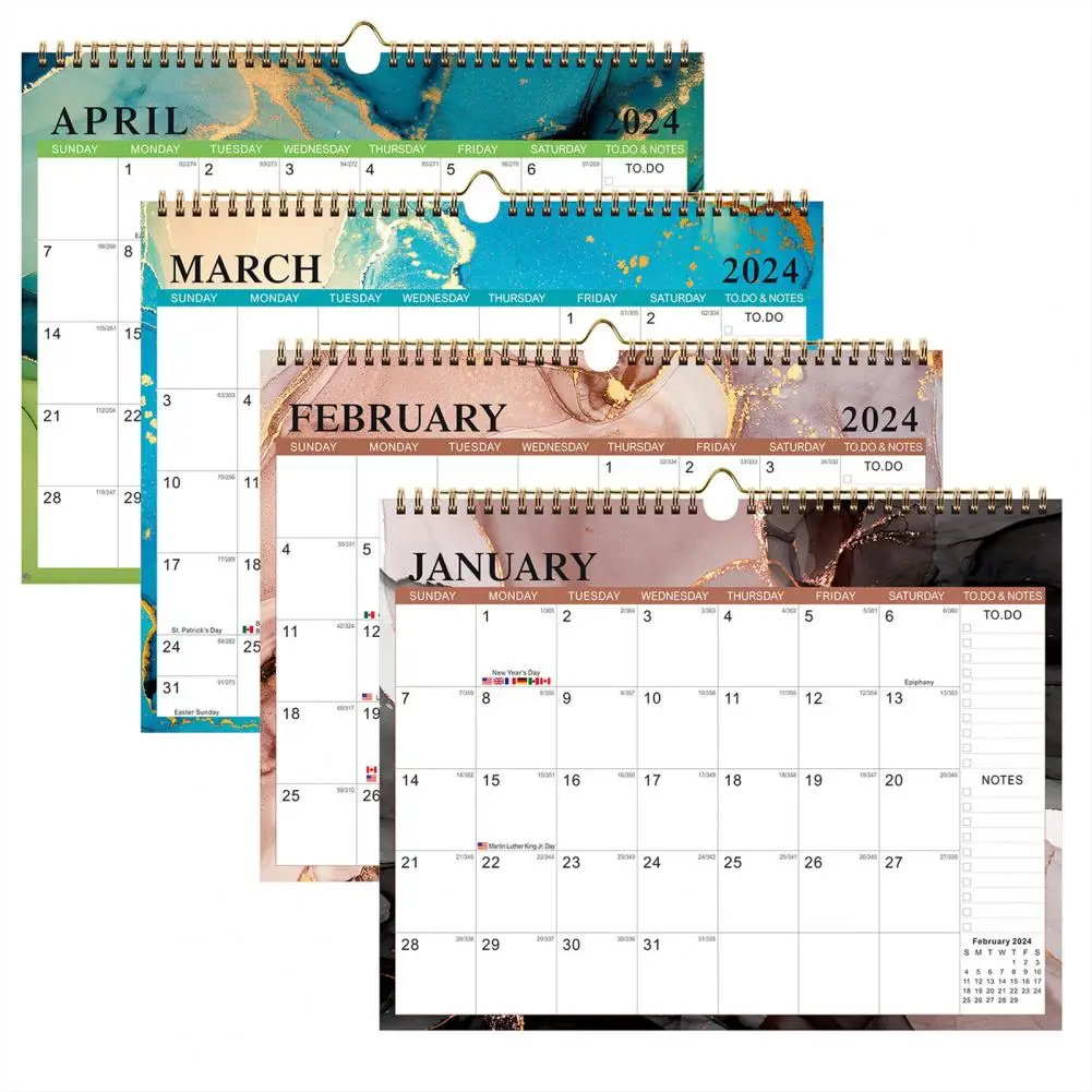 English Calendar 2024-2025 Wall Calendar Coil Binding Time Management Monthly Planner Calendar Home Supplies calendario schedule planner 2024 large wall calendar daily schedule agenda organizer calendar planner 18 months time planning