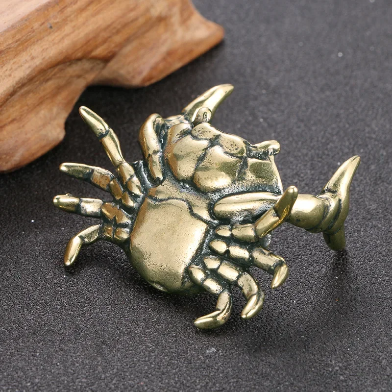 Pure Copper Crab Statue Ornaments Copper Handmade Antique Animal Miniature Statue Desk Ornaments Home Decoration