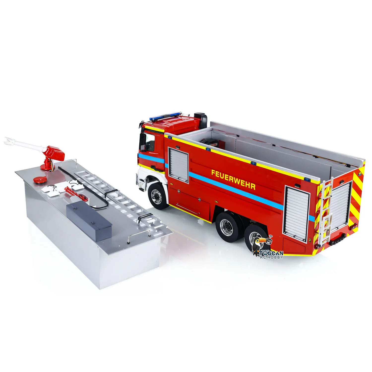 1/14 RC Fire Fighting Truck 6x6 Metal Chassis Remote Control Fire Car RTR Light Sound System Painted Assembled RC Toy Gift Model 4