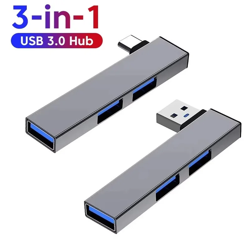 Compact Multiport 3-in-1 USB Hub with High-Speed 5Gbps Transfer