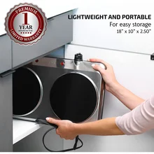 Ovente Electric Double Infrared Burner 7.5 Inch Ceramic Glass Hot Plates Cooktop, 1500W Portable Countertop Stove