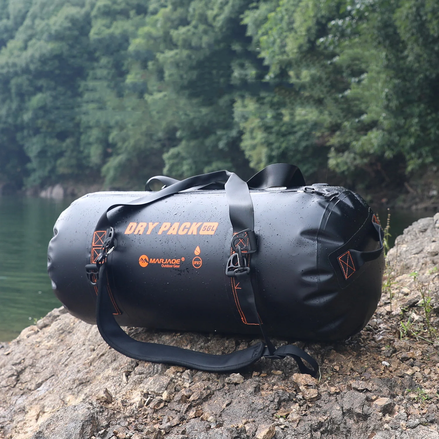 56L 80L Large Waterproof Duffle With Air Nozzle Travel Dry Duffel Bag Heavy Duty Bag for Kayaking Boating Rafting Swim Fishing