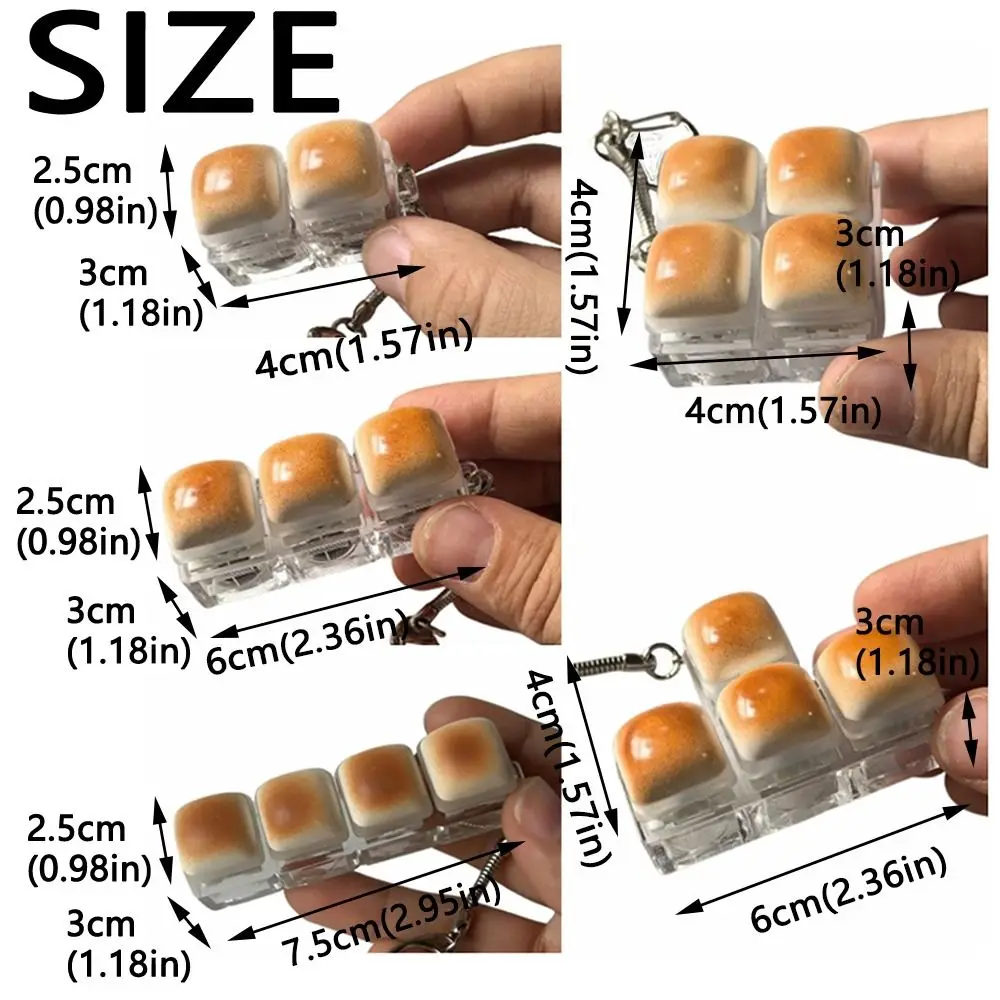 Creative Keyboard Keychain Toy Portable Caramel Bread Design Keyboard Button Keyring Durable Keycap Button