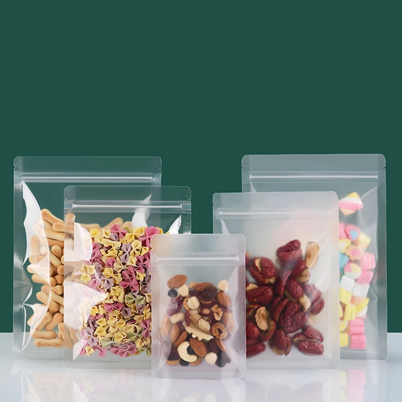 50/100 Stück Matte Transparente Mylar-Beutel Kunststoff-Verpackungsbeutel Schmuck-Einzelhandels-Aufbewahrungsbeutel Geschenk-Zip-Lock-Beutel – Detail 1