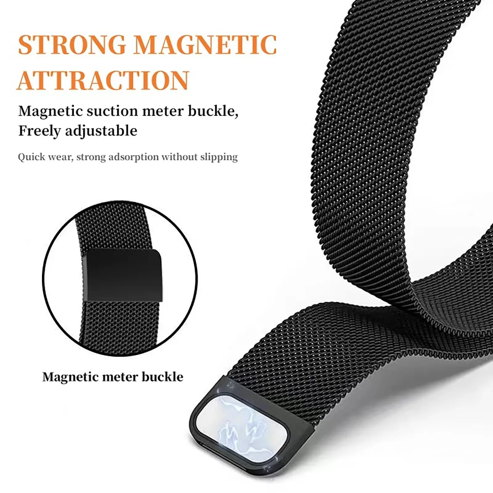 Metal Strap with Case and Screen Protector - Magnetic Loop Watchband Bracelet