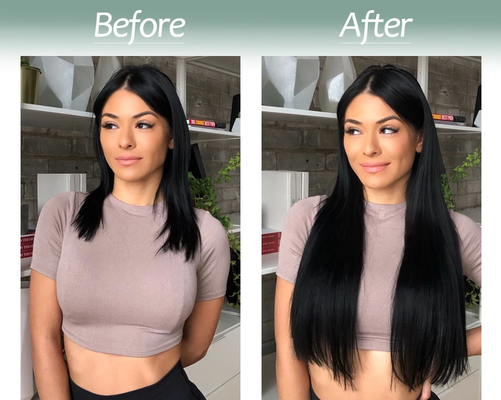 nicesy sintético fio invisível nenhum grampo onda extensões de cabelo longo hairpiece natural preto marrom loira para mulheres falso pedaço de cabelo