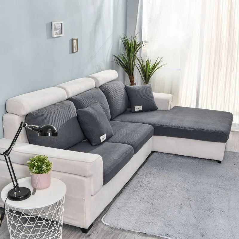 1pc Jacquard Sofa Seat Cushion Cover Chair Cover Stretch Washable Removable Slipcover 1/2/3/4 Seat Polar Fleece Sofa Protector 3