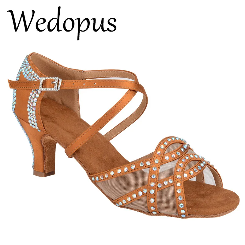 

Venus Lure Comfortable Tango Dance Sandal Bronze with Rhinestones 6.3CM