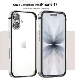 Slim Aluminum Frame Metal Bumper Case with Raised Edge Protection - Lavender Mist, Blue Sage Finish - iPhone 17 e (Silver)