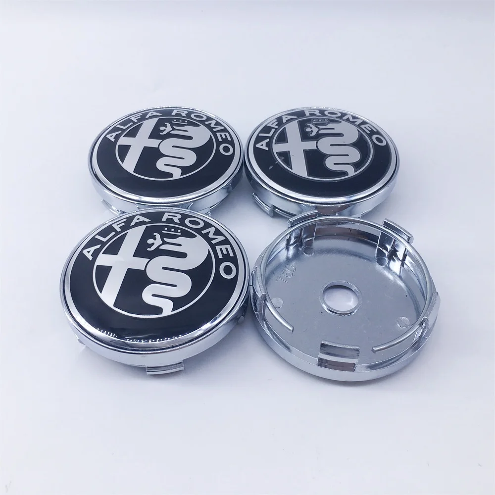 Set of 4 Stylish 60mm Wheel Hub Covers with Alfa Romeo Logo Design