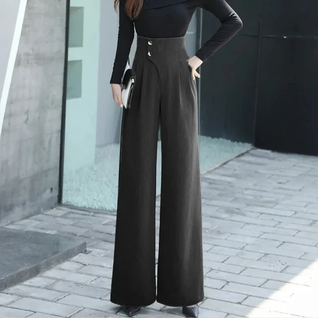 Wide Legs Pants for Women High Waisted Straight Pants Elegant Slim Long  Trousers