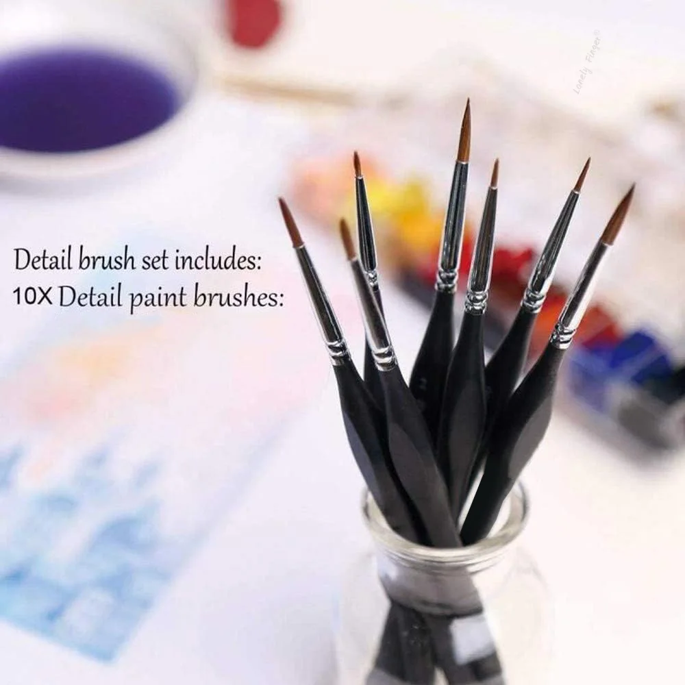 10Pcs Detail Brushes with Triangular Handles, Miniature Brush for Fine Detailing & Art Painting,Acrylic&Nail, Watercolour 4