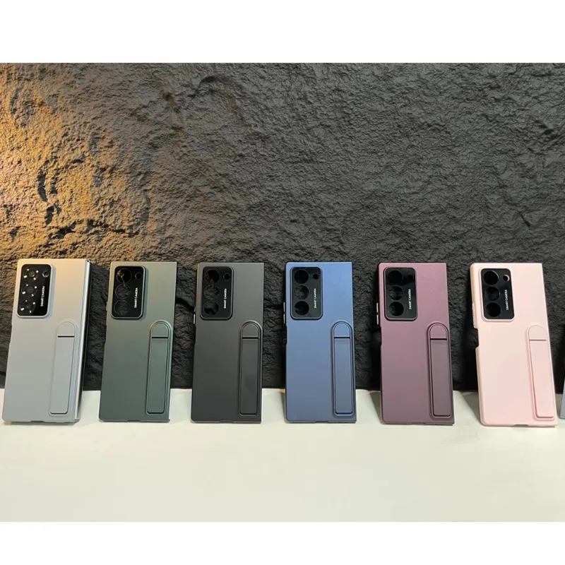 Luxury Matte Phone Case with Kickstand Holder and Built-in Screen Protector - Shockproof Back Cover