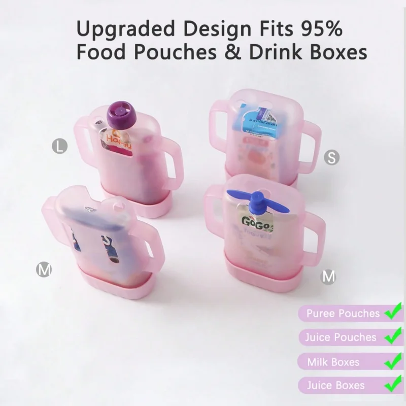 BIBOO Dual-Lid Squeeze Pouch Holder for Food Pouches & Drink Boxes, Baby Pouch Holder with Larger Capacity