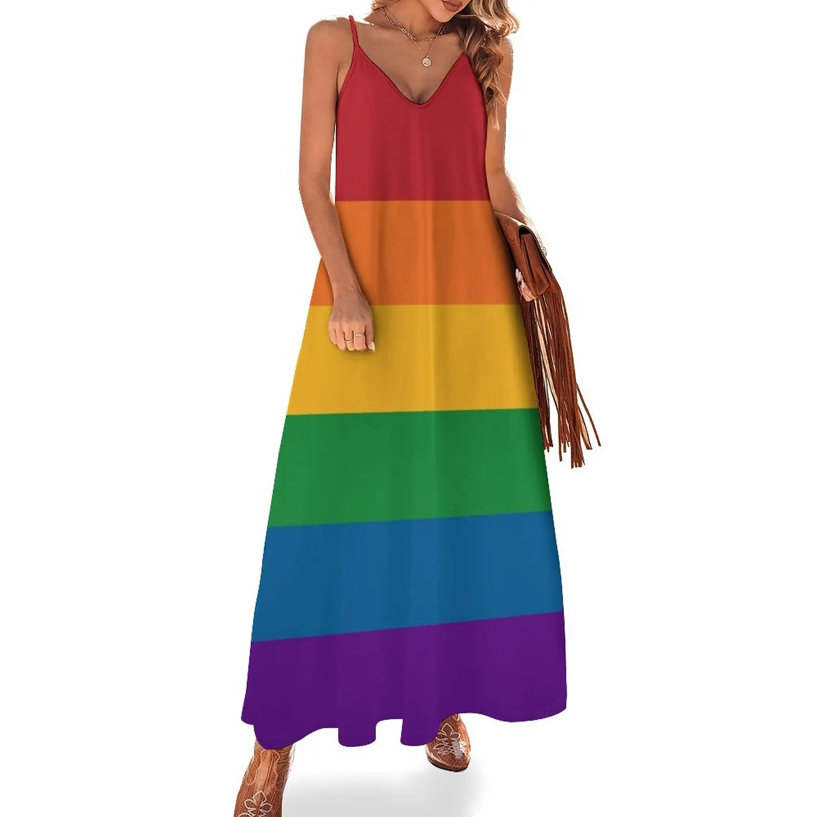 Seamless Repeating LGBTQ Pride Rainbow Flag Background Sleeveless Dress clothes wedding dresses for parties