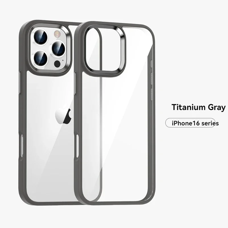 Luxury Transparent Phone Case with Metal Buttons - Desert Titanium Gold Cover