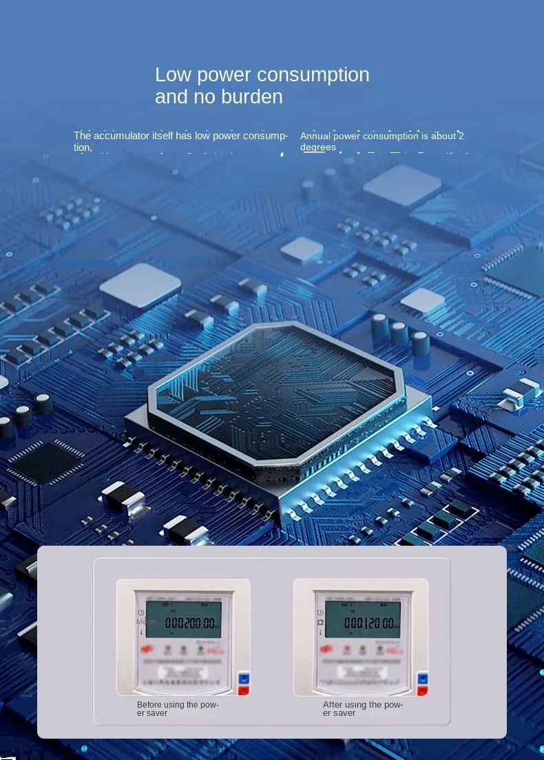 Electricity Compensation Box with Capacitor Bank, Home Power Factor Corrector for Inductive Loads, 90V-250V Universal Plug