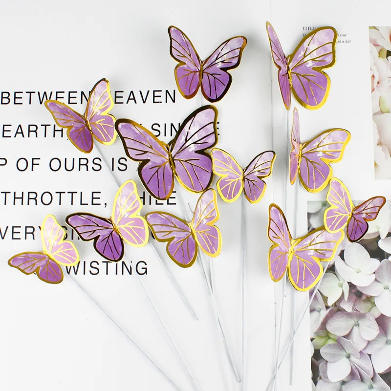Elegant Gold & Pink Butterfly Cake Toppers - Princess Party & Wedding Decor