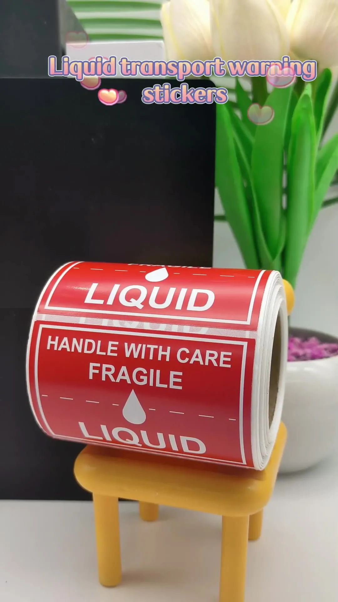 Manico Liquido Fragile Con Adesivi Di Avvertenza Per La Cura