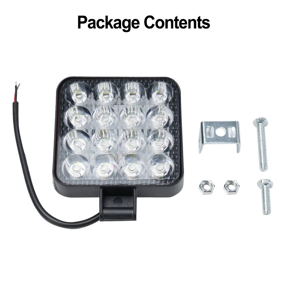 

Shockproof Easy To Fit Replacement Working Light Spotlight 1200LM 1PCS 48w 16LED ABS+LED Truck Off Road Tractor