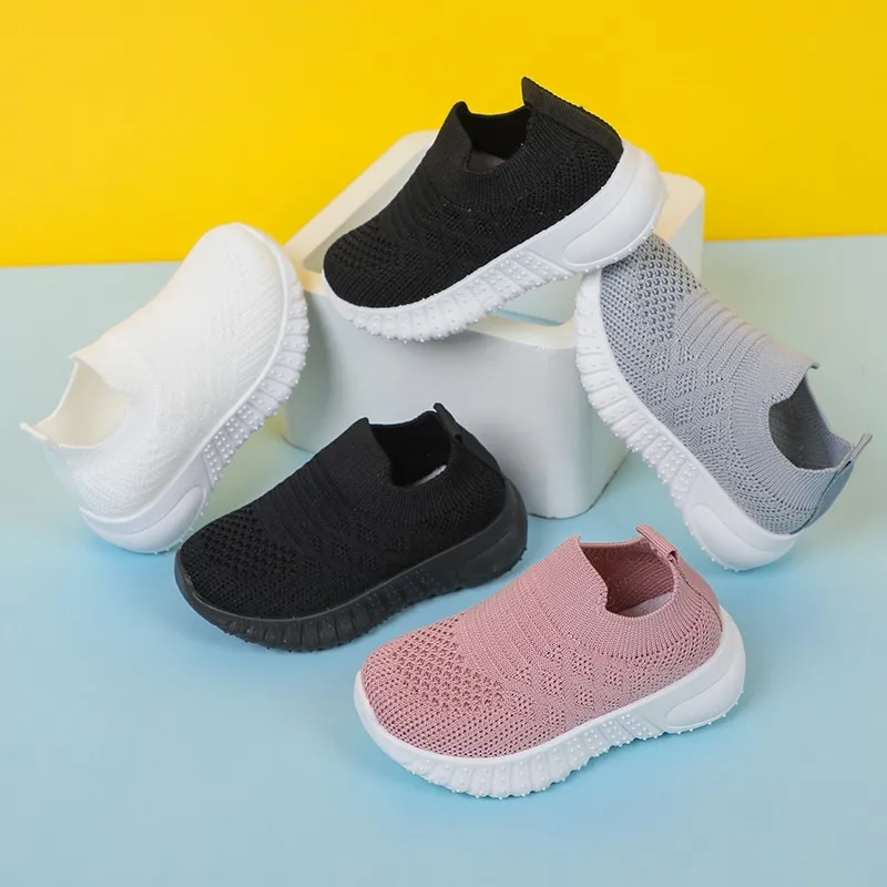 

Children Casual Shoes Fly Woven Air Mesh Platform Boys Girls Sneakers Slip-on Leisure Non-slip Four Season Kids Sport Shoe 22-37