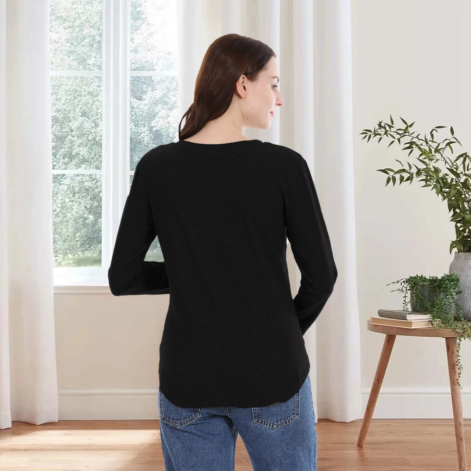 2025 New Maternity Clothes Tee Crew Neck Long Sleeve Breastfeeding Clothes Tops Horizontal Zipper Big Size Nursing T Shirts 6
