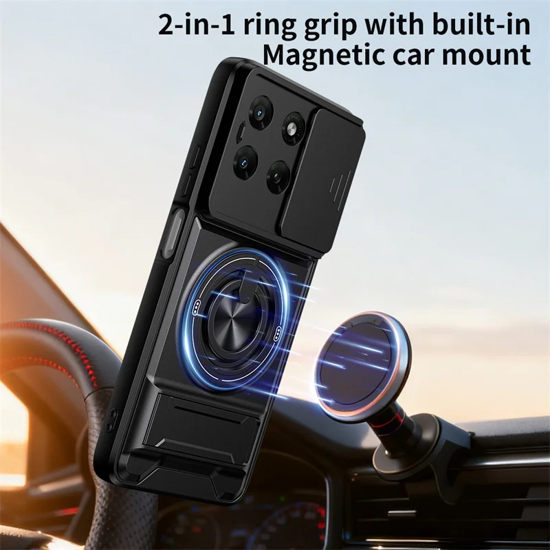 Armor Ring Phone Case with Lens Protection and Magnetic Stand Holder
