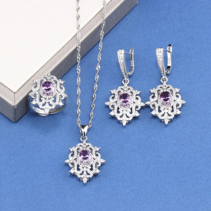 Touchstone Oval Design Fine Pendant Set For Women - Stainless Steel & Rhinestone Jewelry - View #11