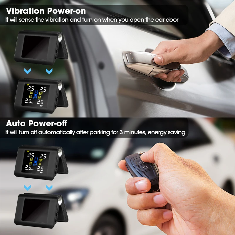 TPMS Auto Wireless Car Tire Intelligent Solar Power Sensor pressure accessories programming tool android headrest monitor gages car tire pressure monitor car tire pressure sensor
