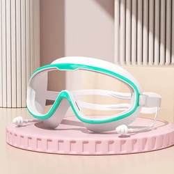 Wide-View HD Anti-Fog UV Protection Adult Swimming Goggles (Green-White clear)