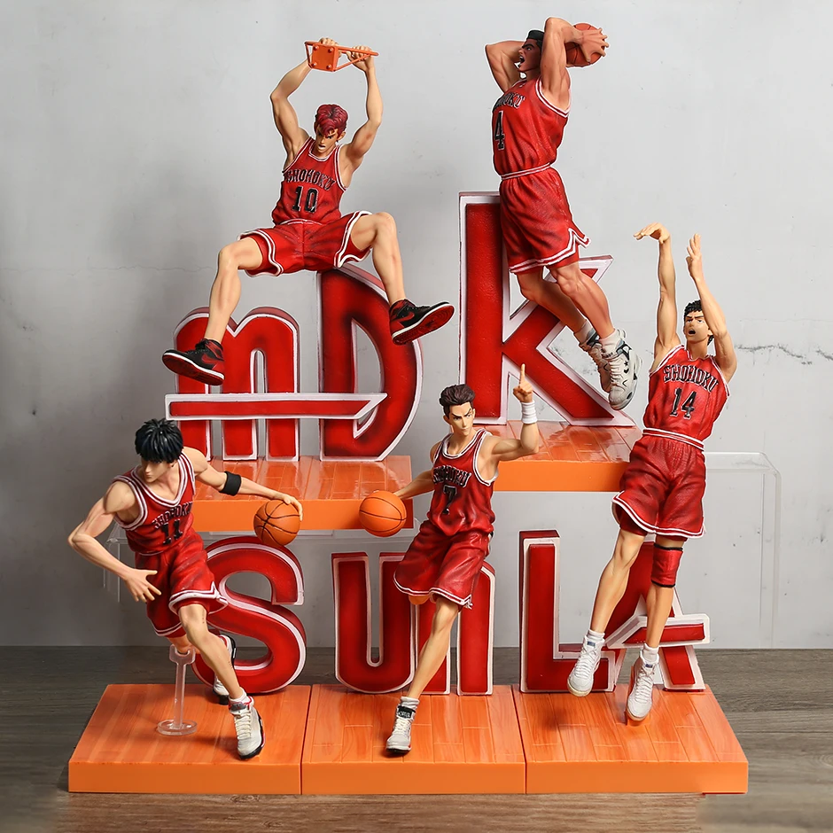 

Slam Dunk Hanamichi Sakuragi 10 Rukawa Kaede 11 Mitsui Hisashi 14 Miyagi Ryota 7 Akagi Takenori 14 PVC Figure Model Statue Toy