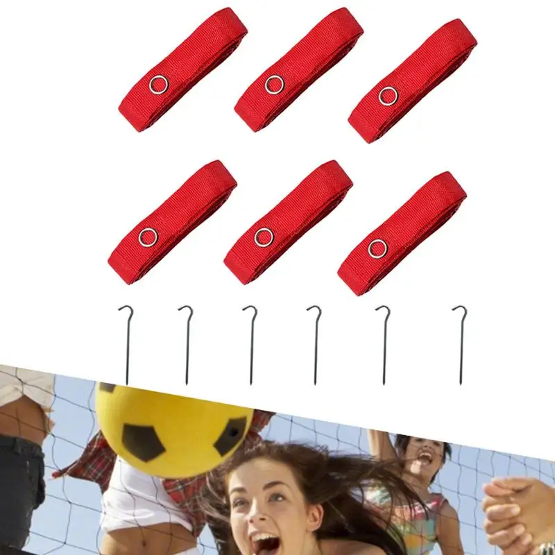 Volleyball Court Cords Volleyball All-Weather Court Boundary Cords Stainless Spikes Included Portable For Beach