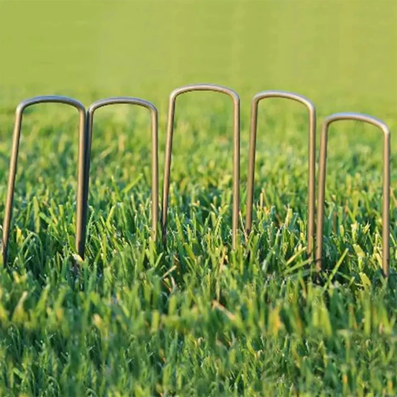 U-shaped Ground Nails Pipe Mulch Nails Green Lawn Succulent Tent Fixed Galvanized Steel Grass-proof Cloth Ground
