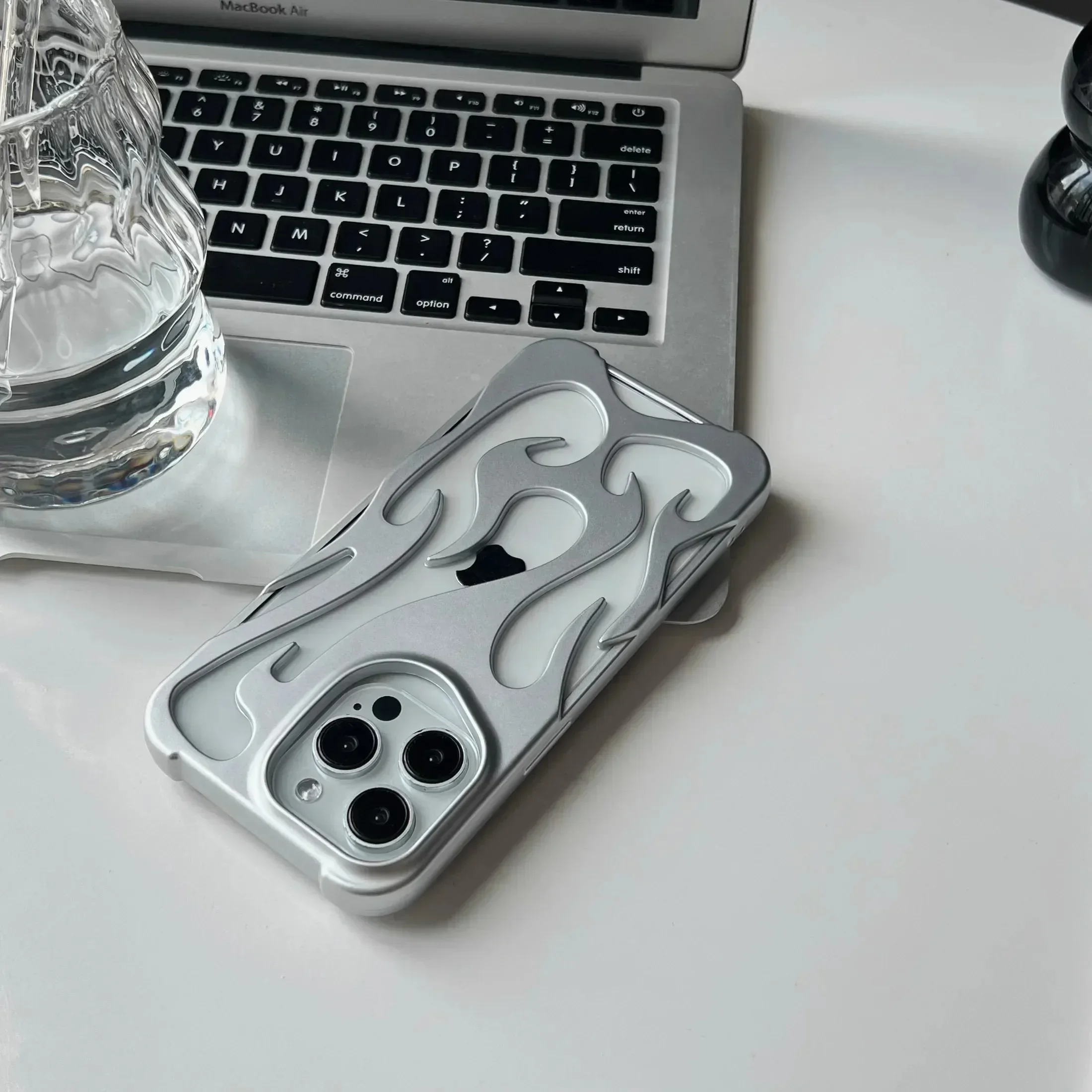Sleek 3D Flame Pattern Shockproof Phone Case - Fashionable Hollow Slim Design