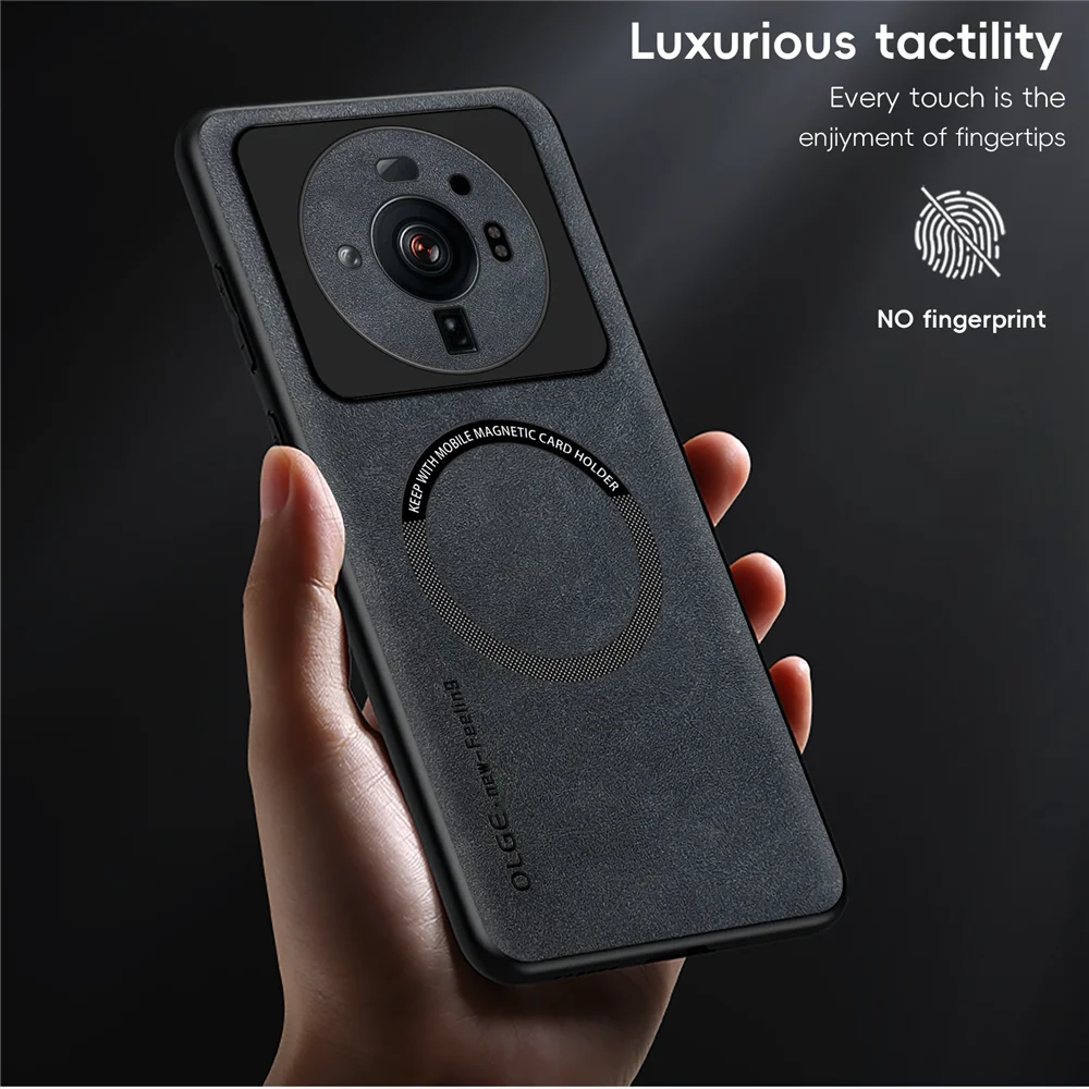 Magnetic Retro Leather Soft Phone Case with Wireless Charging Compatibility