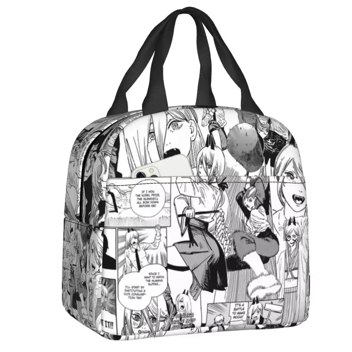 

2024 New Chainsaw Man Power Insulated Lunch Bag For Work School Manga Collage Leakproof Thermal Cooler Bento Box Women Children