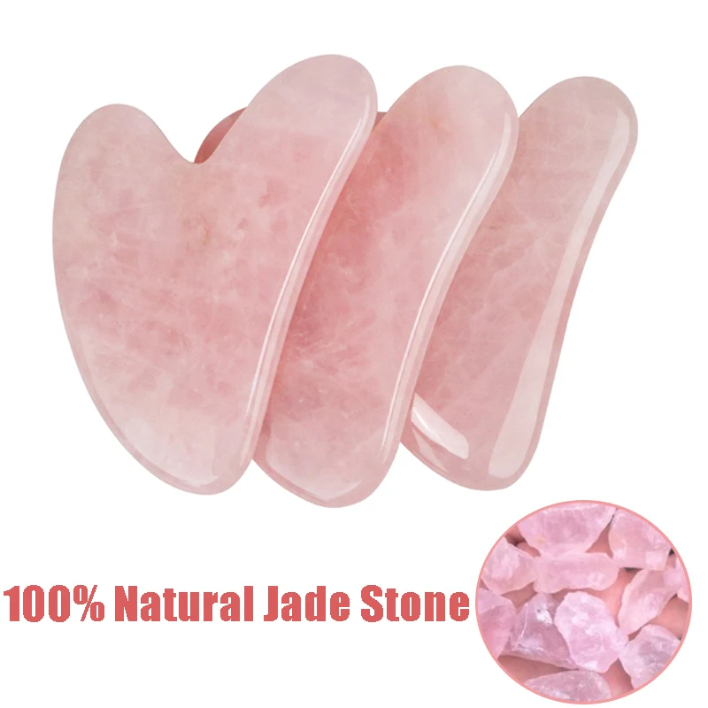 Gua Sha Board Natural Jade Stone Gua Sha Massage Board Rose Quartz Guasha Plate Jade Face Massager Scrapers Tools For Face Neck Back Body