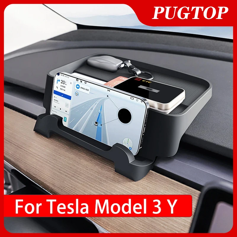 

For Tesla Model Y 3 Cell Phone Holder Etc Holder Air Vent Car Dashboard Tray Silicone Organizer Tissue Box Car Accessories