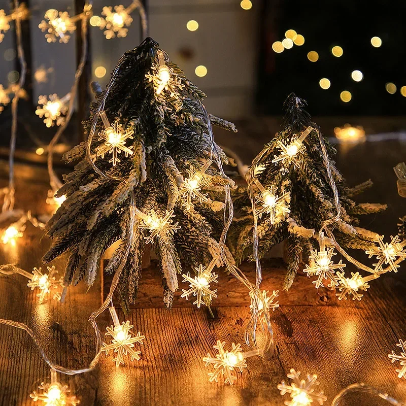 Christmas Tree Snowflake LED String Lights Banner Christmas Decoration for Home Navidad Xmas Tree Decor Fairy Light Pendant