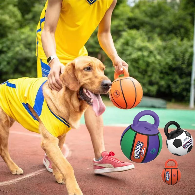 

Pet Items Dog Toys Football Basketball With Handle Ball Bite-Resistant Pet Indestructible Training Interactive Inflatable