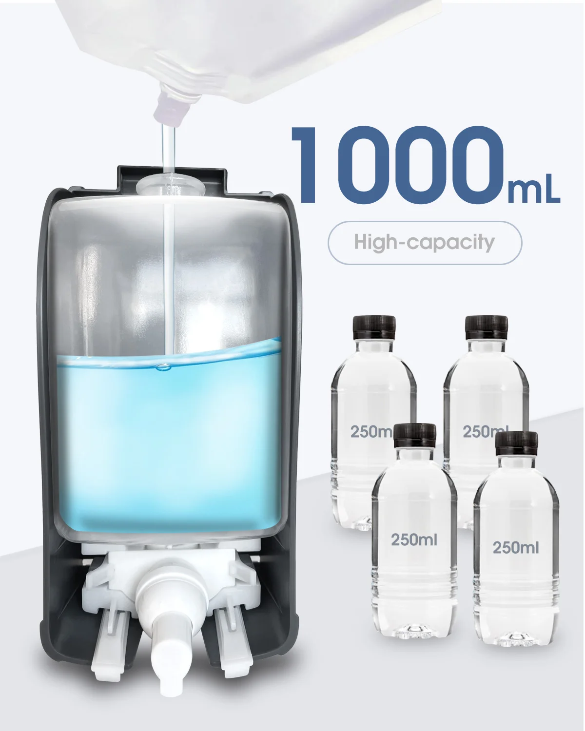 Relaxdays Dispenser Di Sapone, Set Da 2 Erogatori Per Disinfettanti 1000 Ml Da Montare Alla Parete Argento Bianco 91345052 - Foto 12