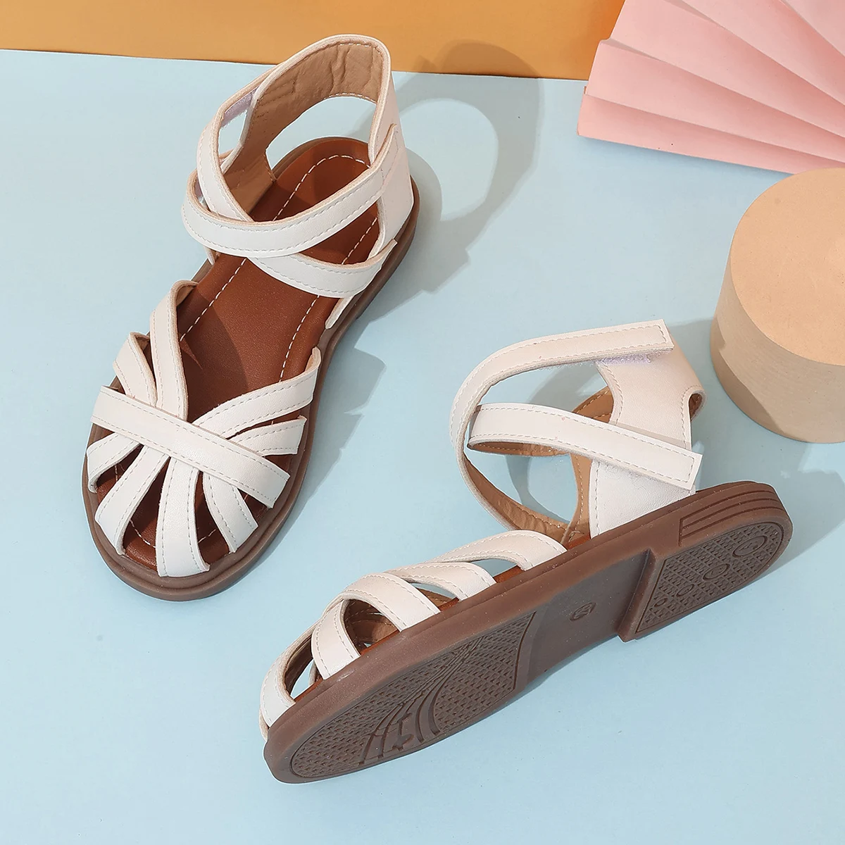 Girls sandals new summer medium and large children princess shoes soft sole shoes 5