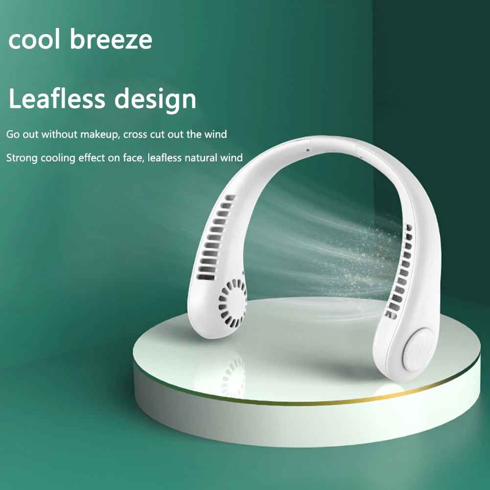Portable Neck Fan Electric Wireless Fan Rechargeable USB Mini Fan Bladeless Personal Fans Hanging Neck Cooler for Outdoor Sports