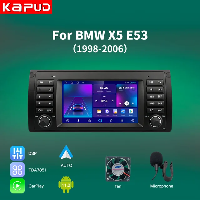 Kapud Android 11 Car Multimedia Player 7" Navigation For BMW E53 X5 1995-2003 Radio CarPlay AUTO SWC Stereo BT GPS Wifi DSP