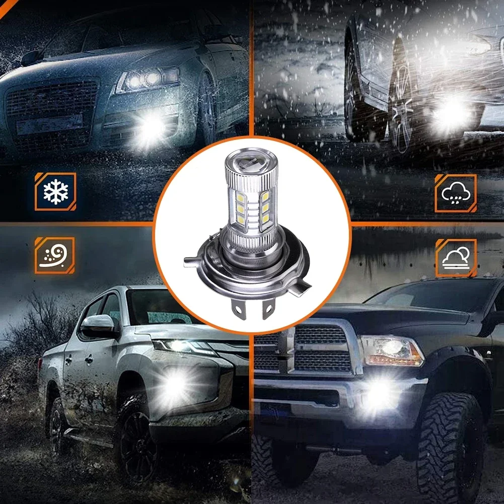 White LED Headlight Bulb 6000K 80W 12V H4 Hi Lo Beam