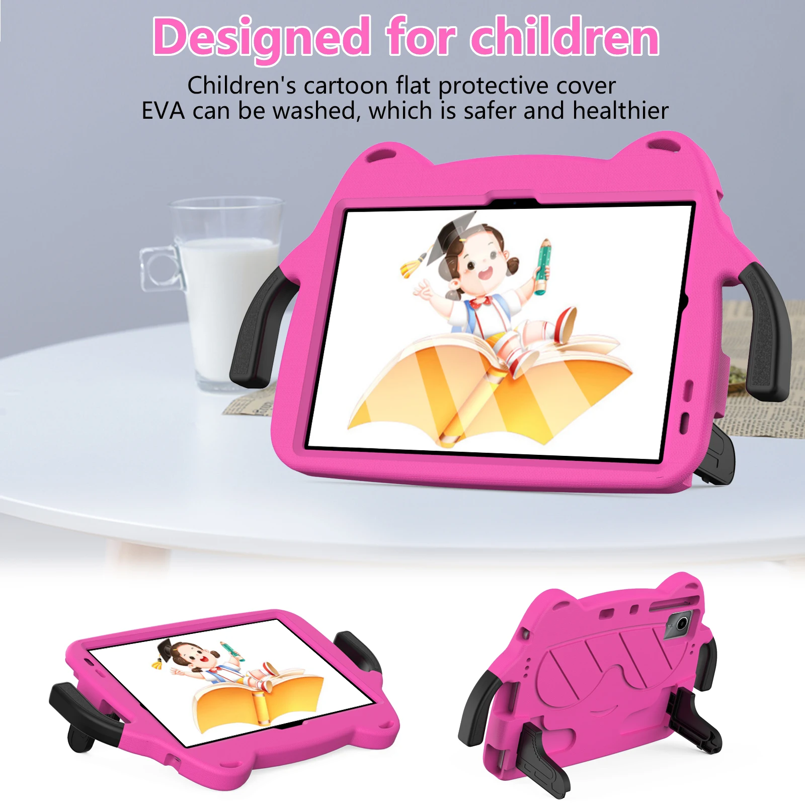 Children's Shockproof EVA Tablet Case with Hand Holder & Stand - Cartoon Design
