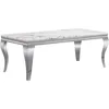 47 Inch Coffee Table, Faux Marble Coffee Tables, Rectangular Living Room Tables, Elegant Side Table with Stainless Steel 5
